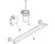 Hansgrohe Bad-Accessoire Set mit drei Teilen: einem Behälter, einer Halterung, und einer Stange, alles in einem schlichten Design.